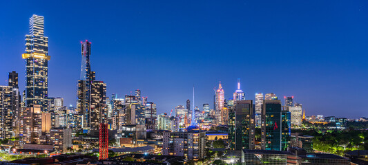 Naklejka premium Melbourne CBD city night view