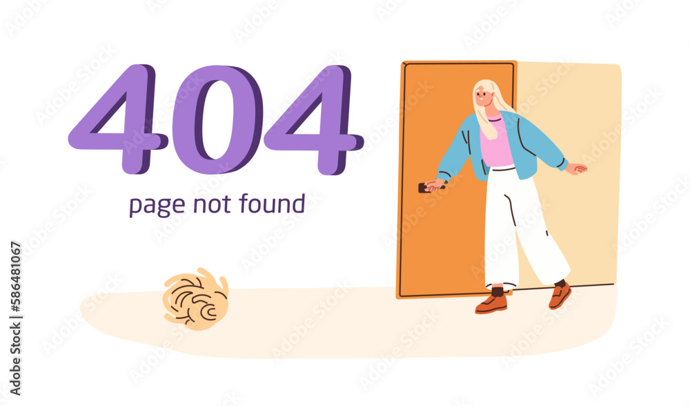 Poster 404 Web Page Not Found error. Website message design for network fail, access failure, unavailable webpage, mistake, internet problem. Flat graphic vector illustration isolated on white background