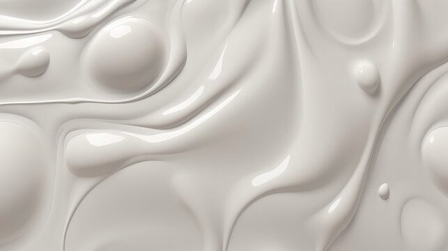 White smooth glossy abstract elegant liquid background. White lava, cream, latex, lacquer, varnish wave. Generative ai