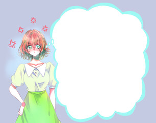 怒っている女性　ムカつきマーク　吹き出し