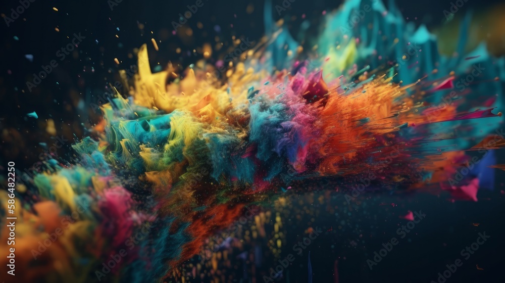 Poster abstract background illustration of a colored floating liquid in the trend colors pink. generative a