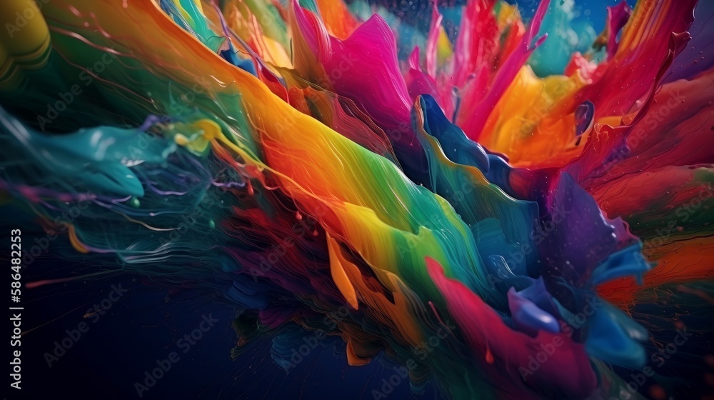 Poster abstract background illustration of a colored floating liquid in the trend colors pink. generative a