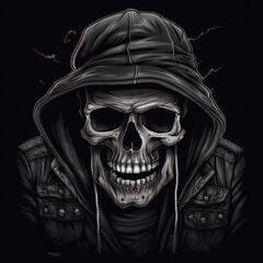 Skull Streetwear Illustration Art PNG AI Generated
