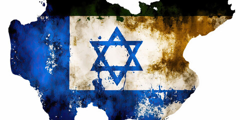 Israel's map in flag colors - Generative AI - obrazy, fototapety, plakaty
