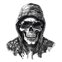 Skull Streetwear Illustration Art PNG AI Generated
