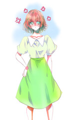 怒っている女性　ムカつきマーク