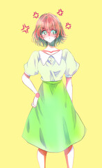 怒っている女性　ムカつきマーク