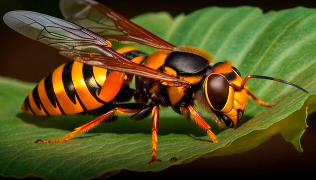 Close-up of asian giant hornet, generative ai