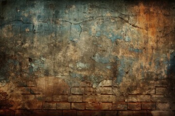 textured grungy wall with a brick wall in the background. Generative AI