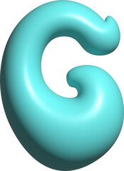 Blue balloon letter G capital, 3D alphabet.