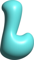 Blue balloon letter L capital, 3D alphabet.