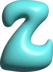 Blue balloon letter Z capital, 3D alphabet.