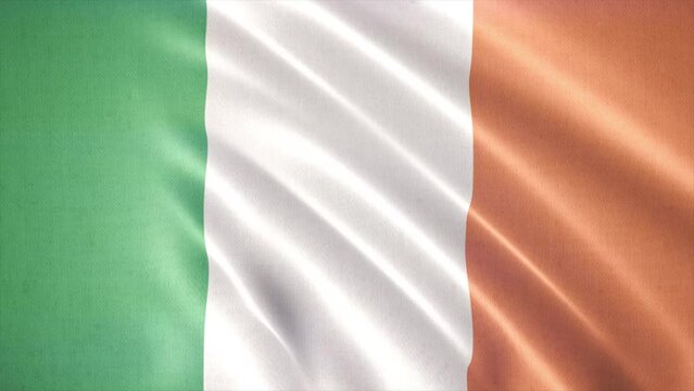 Realistic waving flag of Ireland Animation. 4K