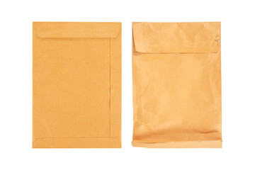 Brown envelope isolated on white background with clipping path