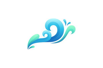 Fototapeta na wymiar modern wave blue color gradient logo design