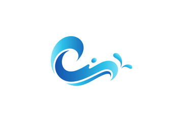 Obraz premium waves and splash simple logo design in blue color gradient