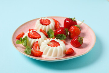 Delicious and sweet dessert - Panna Cotta, composition for tasty dessert concept