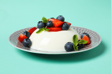 Delicious and sweet dessert - Panna Cotta, composition for tasty dessert concept