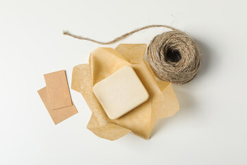 Soap - spa, beauty procedures and skin care concept, top view