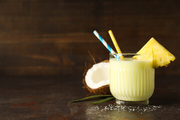 Fresh summer cocktail - Pina colada, fresh summer drink concept