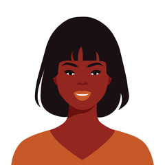 Beautiful black woman in elegant vector portrait