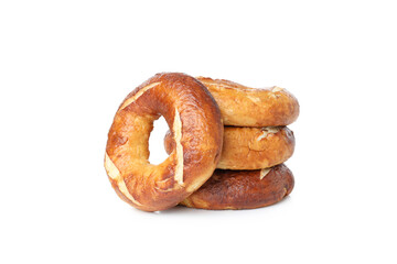 Concept of tasty bakery - bagels, isolated on white background
