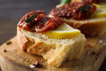 Sandwich with sun-dried tomato - tasty snack concept