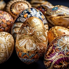 Beautiful Ornate Easter Eggs with Intricate Decoration