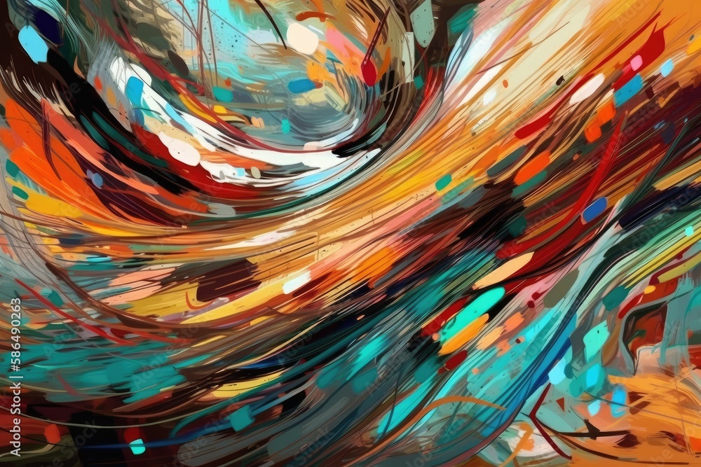 Poster colorful swirls of paint in a unique and abstract design. generative ai