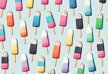 Seamless pattern of popsicles generative AI