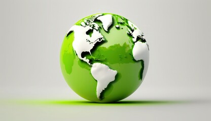 World Earth day concept. Illustration of the green planet earth on a white background. earth day poster, banner, card,  APRIL 22, Saving the planet, environment,  Planet Earth,  Generate Ai