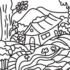 home village coloring pages vector illustration