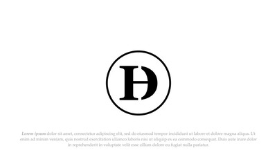 illustration vector graphic designs. D H monogram logo in circle shape, san serif, simple, modern