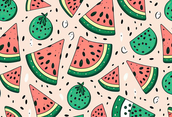 Seamless pattern of watermelon generative AI