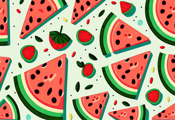 Seamless pattern of watermelon generative AI