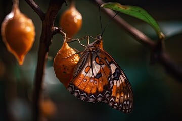 beautiful butterfly perched on a colorful flower. Generative AI