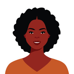 Afro black woman in elegant vector portrait