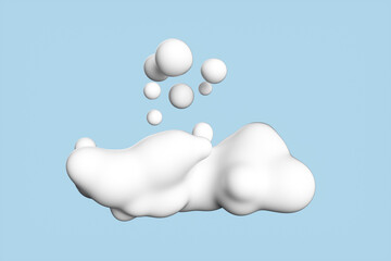 Close-up of a splash of white cream on a blue background. 3d rendering illustration