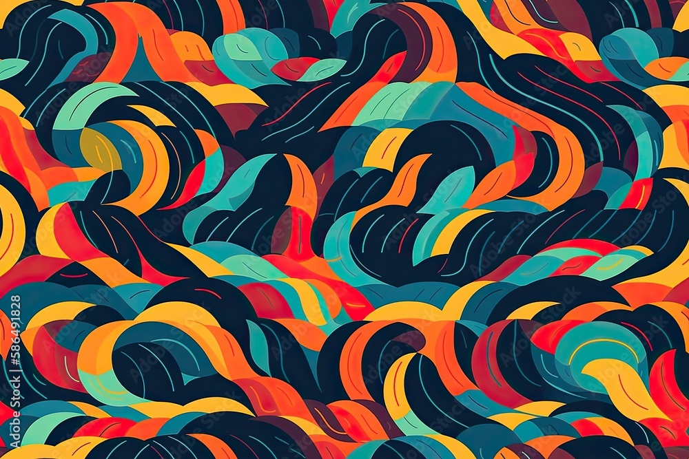 Aufkleber vibrant abstract background with flowing waves and curves. generative ai
