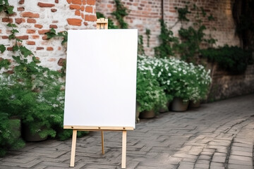 Empty white board for the guest list or photo. Blanked white board for drawing. digital ai art