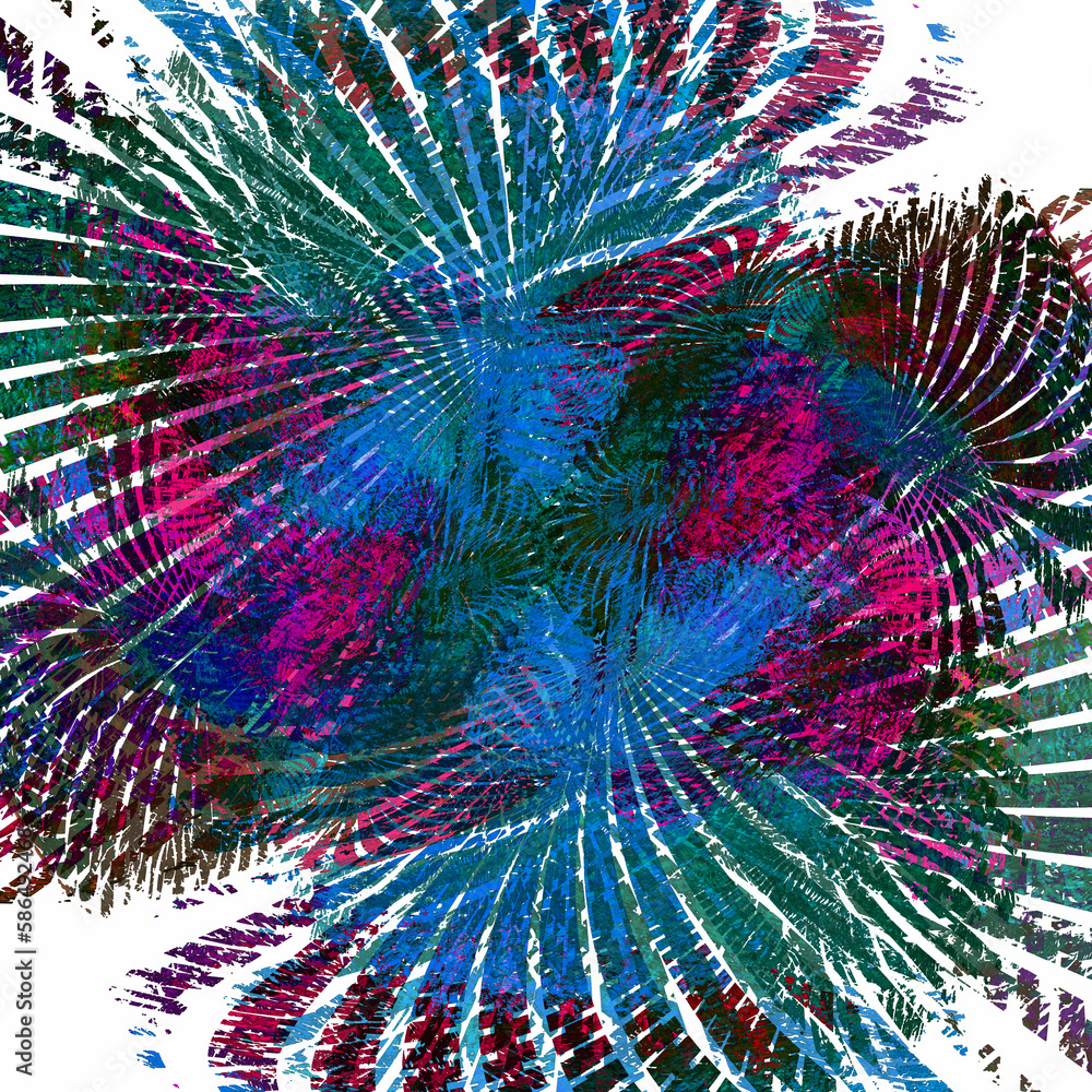 Aufkleber abstract colorful palm leaves on a white background. abstract fractal background. 3d rendering. 3d i