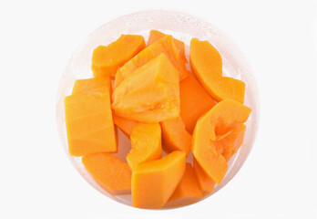 Fresh ripe Papaya slices isolated on white background.