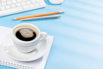 Top view business office desk
