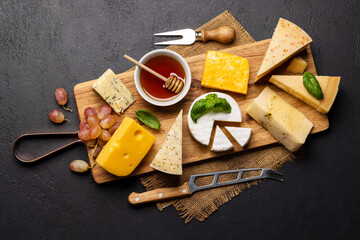 Various cheese on board
