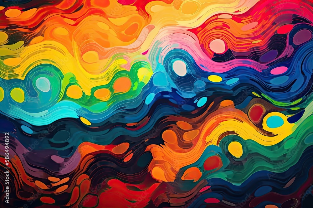 Poster an abstract painting with a vibrant and colorful composition. generative ai