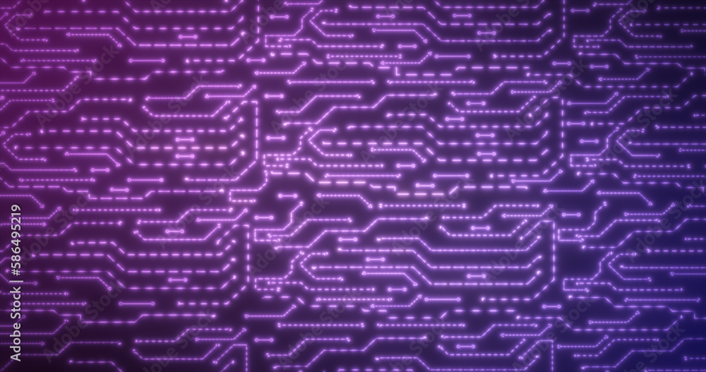 Poster abstract background of blue-violet computer circuit boards digital hi-tech futuristic of lines and d