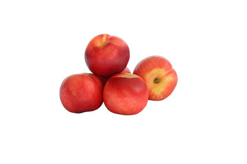 Close-up isolated image of red peach fruit on png file at transparent background.