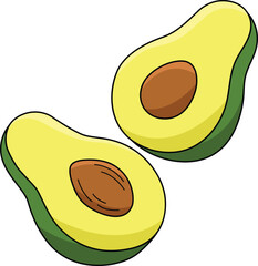 Half Avocado Fruit Cartoon Colored Clipart 