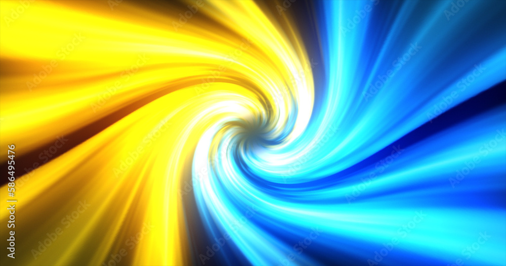 Poster abstract yellow blue swirl twisted abstract tunnel from lines background