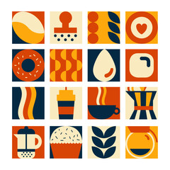 Set di icone illustrate di elementi richiamanti il caffè - obrazy, fototapety, plakaty